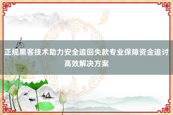 正规黑客技术助力安全追回失款专业保障资金追讨高效解决方案
