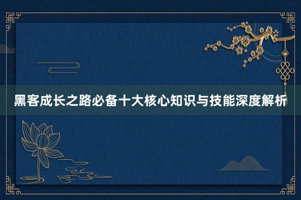黑客成长之路必备十大核心知识与技能深度解析