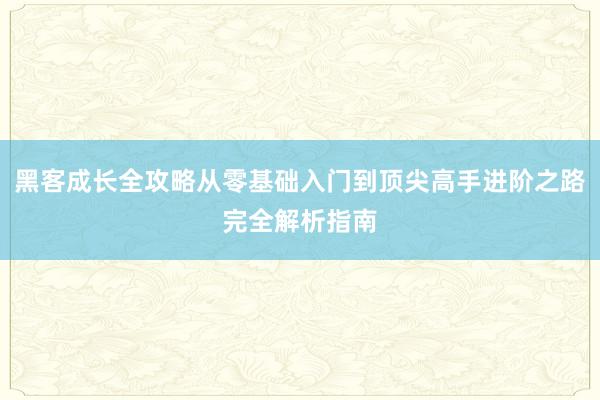 黑客成长全攻略从零基础入门到顶尖高手进阶之路完全解析指南